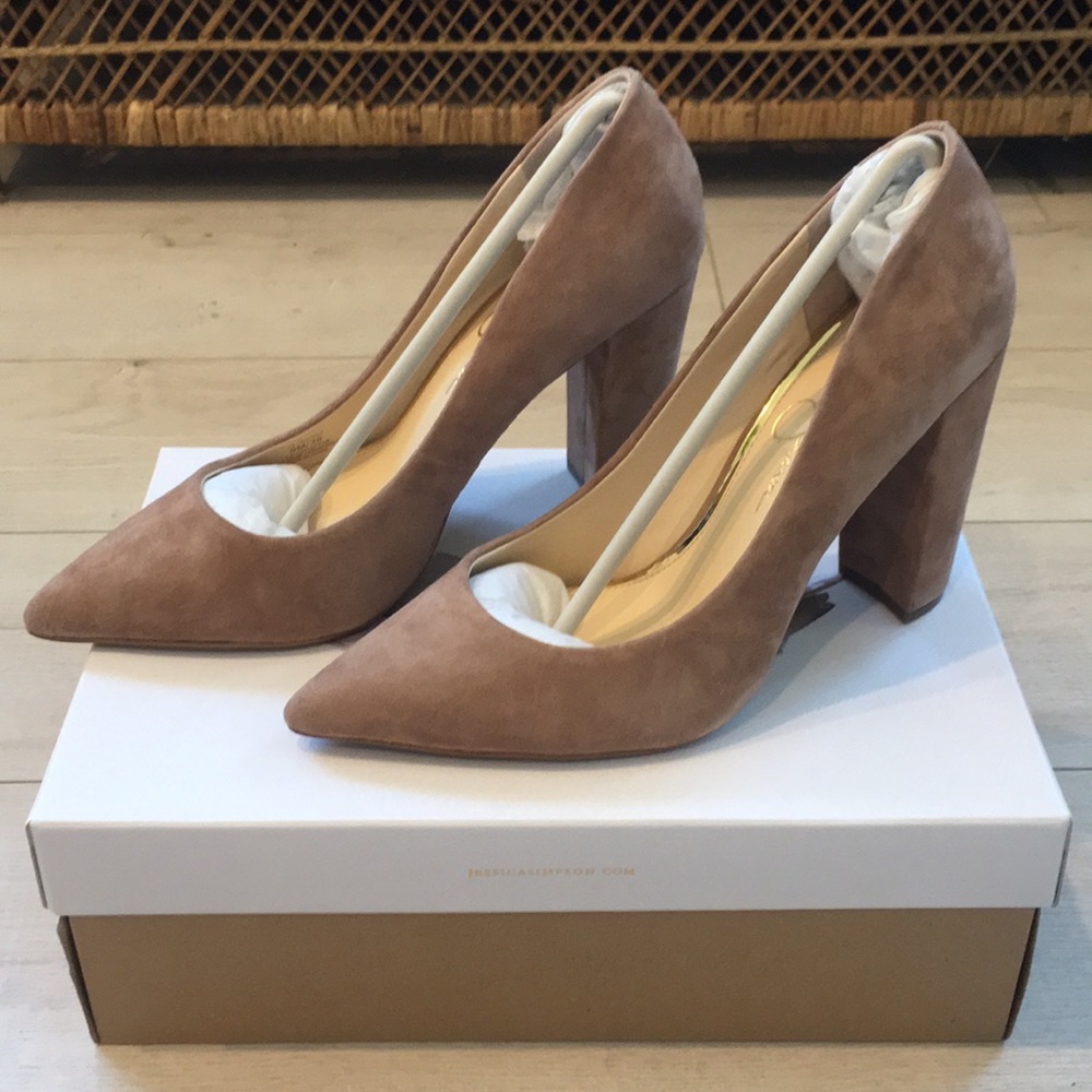 Jessica Simpson pointed toe suede heels